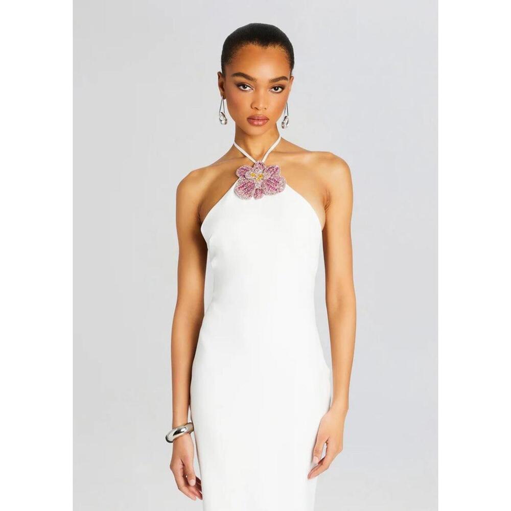 NWT $998 Retrofete Lexie Crystal Floral Wedding Bridal White Beaded Midi Small - Picture 8 of 10